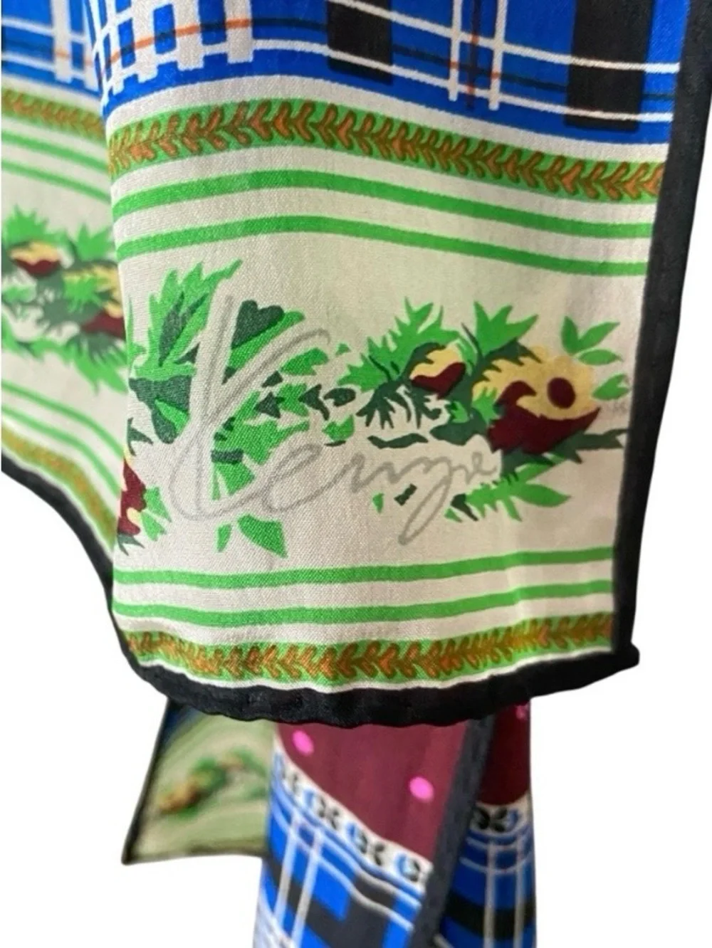 Vintage Kenzo Multi Print Silk Oblong Scarf